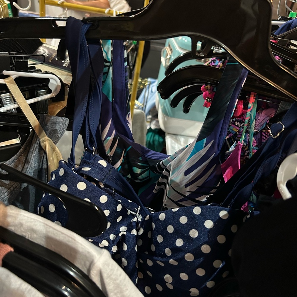 Navy Polka Dot Swimsuit Tops -2 pieces
